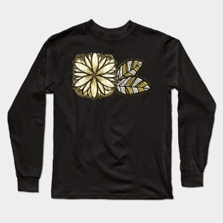 Metallic gold flower and leaves in abstract gothic Long Sleeve T-Shirt